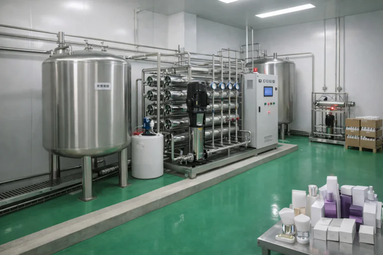 water treatment system for cosmetics manufacturing and skincare production