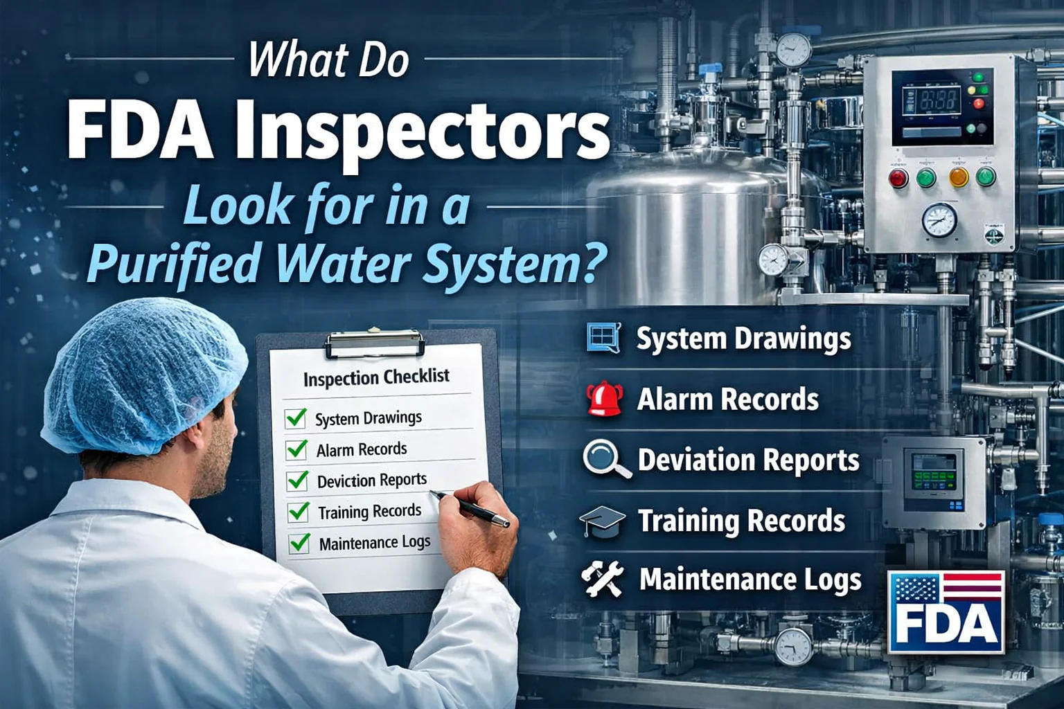 alt="FDA inspection purified water system checklist"