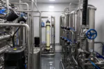 Membrane-based Water for Injection (WFI) system process diagram including pretreatment, reverse osmosis, EDI, ultrafiltration and storage distribution loop