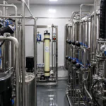 Membrane-based Water for Injection (WFI) system process diagram including pretreatment, reverse osmosis, EDI, ultrafiltration and storage distribution loop