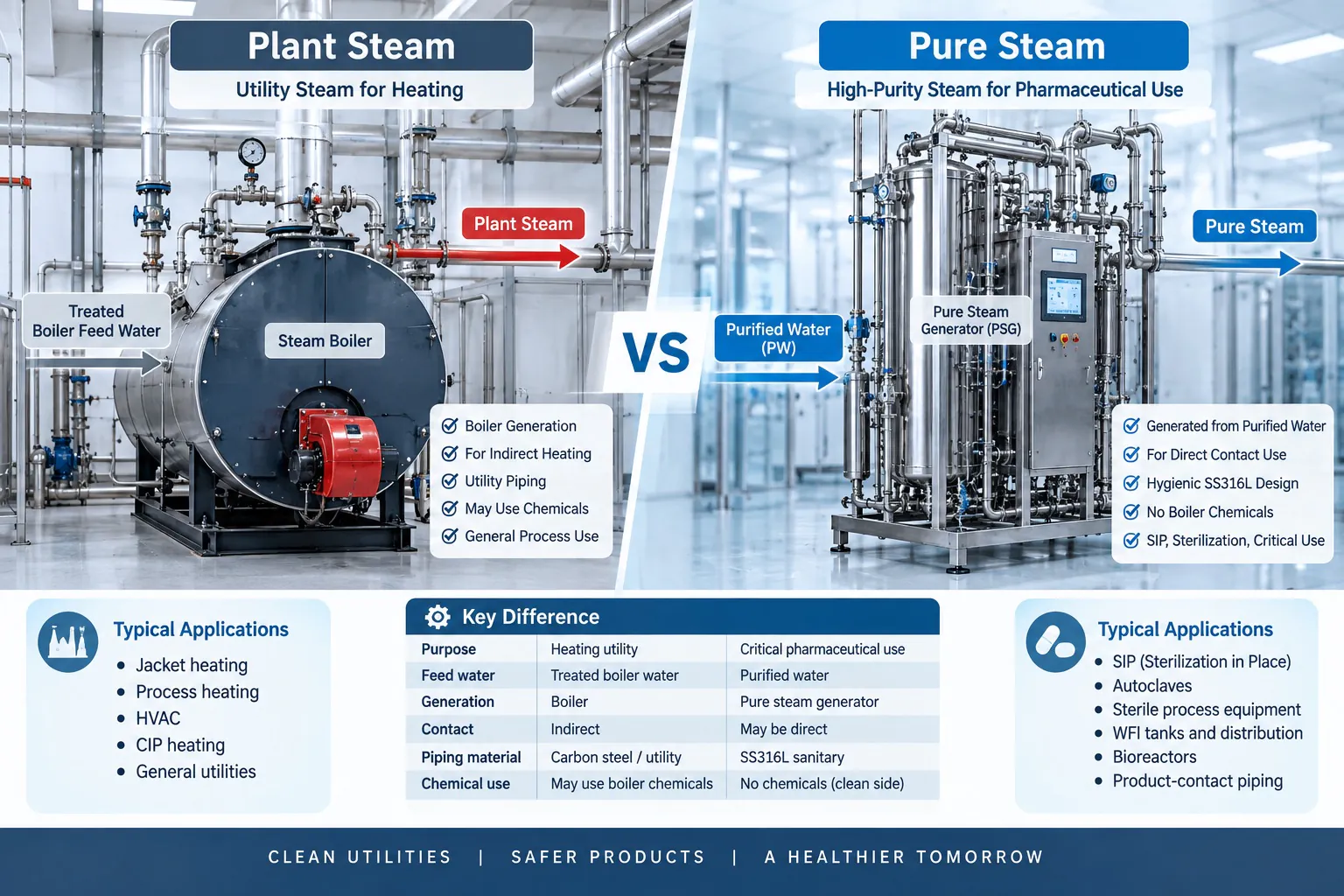 Pure steam vs plant steam in pharmaceutical manufacturing